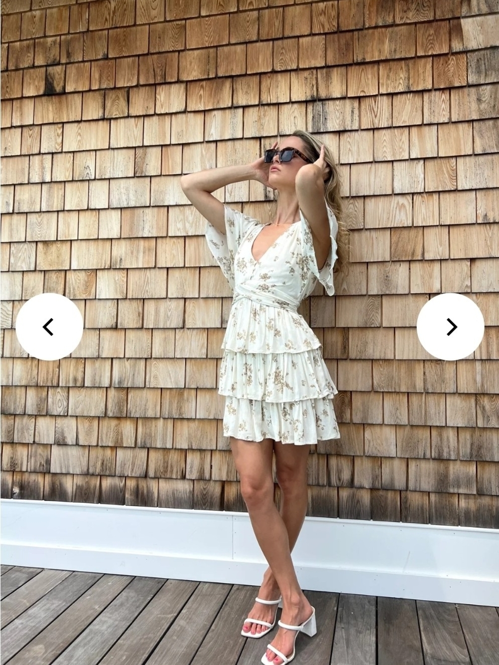 By Together Cream Floral Tiered Mini Dress